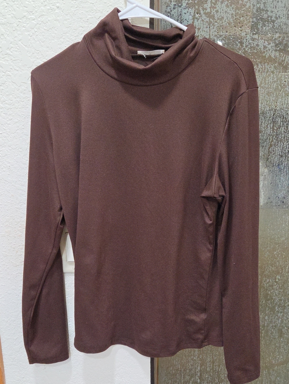 Brown Turtleneck Long-Sleeve Top